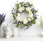 22 Inches Summer Wreaths for Front Door Spring Flower Wreath Farmhouse Spring Floral Wreaths Country Summer Door Wreath with Phalaenopsis Orchid Hydrangea Sunflower for Window Wall Porch Decoration