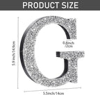 Qunclay 5.7" Silver Crystal Diamond Bling Letters Crushed Diamond Decoration Wooden Glitter Letter with Screw and Hooks Rhinestone Gift for Wedding Y2k Mcbling Bedroom Wall Decor (Letter G)