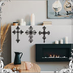 Soaoo 6 Pcs Wooden Wall Crosses Decor Religious Antique Hand Carved Wall Hanging Cross for Home Decor Decorative Cross Catholic Crucifix for Living Room, 12 x 8 Inch