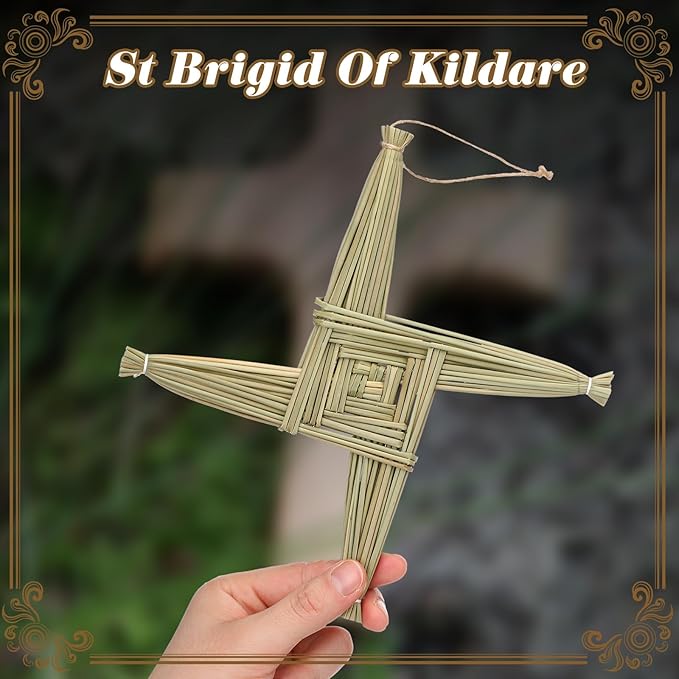 Bucherry St. Brigid's Wall Cross Decor Irish Gift Cross with History Card for Irish Blessing Gift for Celtic Imbolc Decor(Classic Style,8 in,Green)