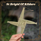 Bucherry St. Brigid's Wall Cross Decor Irish Gift Cross with History Card for Irish Blessing Gift for Celtic Imbolc Decor(Classic Style,8 in,Green)