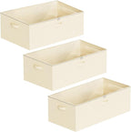 SpaceAid 3 Pack 10" High Under Bed Storage Containers, Large Underbed Storage Organizer Bins with Lids for Bedroom, Dorm, Clothes, Closet Organization, Bed Sheets and Blankets (Beige)