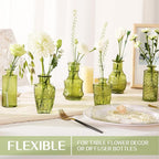 24PCS Mini Bud Vases As Wedding Centerpieces for Tables,Clear Bud Vases for Flowers,Small Flower Vases Suitable for Birthday Party,Anniversary,Wedding Reception,Baby Shower (Green, 24PCS)
