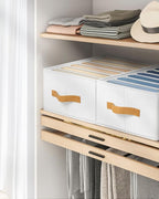 DIMJ Large Wardrobe Clothes Organizer - 4 Packs Fabric Closet Storage Organizer with Handles, Foldable Closet Organizers Dividers for Clothing Jeans Pants Sweater T-shirt