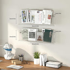 3 Pack Acrylic Magazine Holder and Vinyl Record Rack, 24" Wall-Mounted Display Shelf, Clear / Tea Brown / Ripple Pattern Wall Decor Racks for Living Room, Bedroom, or Music Room