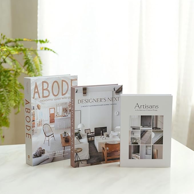 3 PCS Faux Decorative Books for Home Decor-Coffee Table Books Decor-Aesthetic Fake/Faux Books for Decoration,libros Decoration for Coffee Table, Shelf Accessories (Abode DESIGER'S Artisans)
