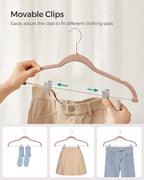 SONGMICS 30-Pack Pants Hangers, 16.7-Inch Long Velvet Hangers with Adjustable Clips, Heavy-Duty, Non-Slip Skirt Hangers, Space-Saving for Pants, Skirts, Coats, Dresses, Pale Brown UCRF012LB30