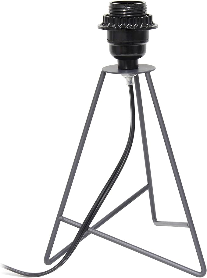 Simple Designs LT2066-GOG 14" Down to the Wire Metal Table Lamp with Fabric Shade, Gray with Gray Shade (Pack of 1)