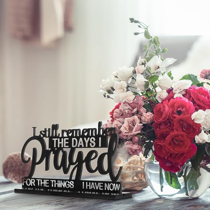 Jetec I Still Remember The Days I Prayed Sign Inspirational Table Blessed Signs Motivational Decor Farmhouse Table Home Centerpieces Faith Wooden Shelf for Living Room Office(Stylish Style)