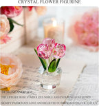 3.2 * 2in Crystal Pink Rose Flower Figurine Romantic Gifts for Wife Girlfriend Mom on Birthday Wedding Home Decorations