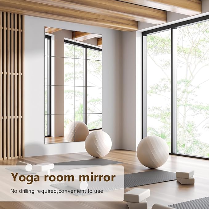Full Length Mirror Tiles, 12x12 Inch Unbreakable Acrylic Squares for Bedroom, Home Gym, Walls - Shatterproof Mirror Stickers (1pcs)