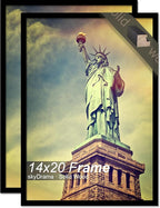 100% Solid Wood 14x20 Picture Frame Set of 2, Black Frame for 14 x 20 Inch Picture Poster Photo, Light Weight 14 by 20 HQ Matte Black Frame for Wall - 2 Pack/Black/14 x20
