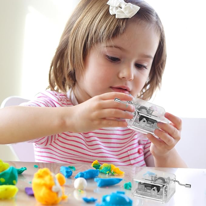 Mini Music Box Transparent Acrylic Hand - Cranked Music Box, Exquisite Mechanical Melody Player for Decoration & Gift