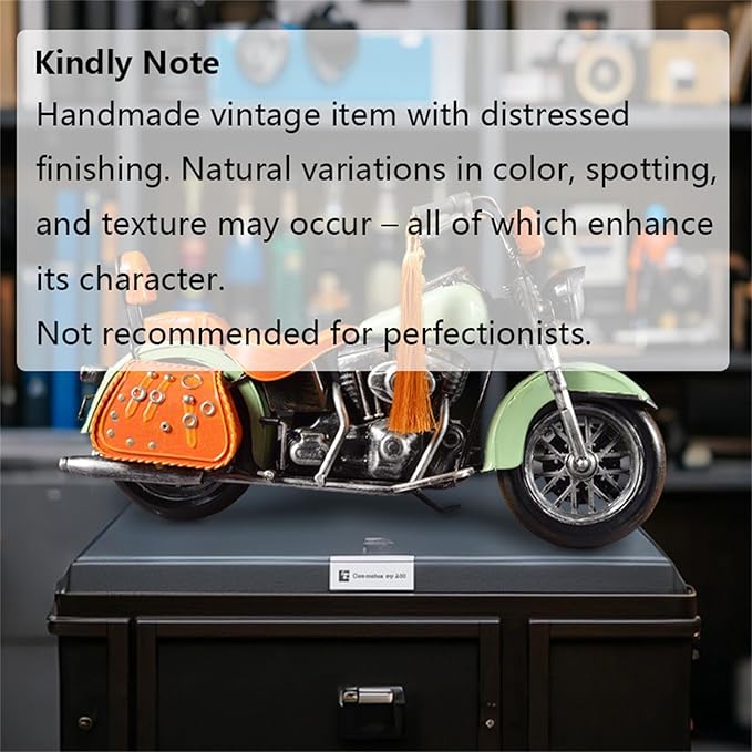 Vintage Motorcycle Model Decorative Collectible - Handmade Retro Iron Motorcycle Figurine Decor Art for Vintage Home Office Decor