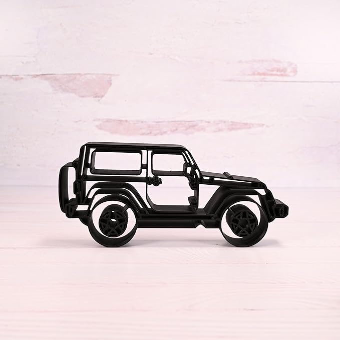 Jeep Wrangler Sculpture - Minimalist Decorative Accent for Off - Road Enthusiasts & Modern Home Decor | Collectible Design (Jeep Wrangler 2 Door Side View Matte Black)