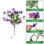 Homsunny Artificial Fake Flowers Plants for Outdoors - 12 Bundles Fake Plants Faux Silk Flowers Outside, UV Resistant for Planter Front, Porch, Garden, Patio, Spring Decor