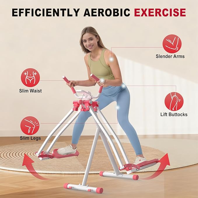 HOTWAVE Space Walker Exercise Machine - Air Walker Elliptical Trainer for Home Use, with Foldable Design for an Aerobic Stepper and Cross Trainer Glider Exercise Machine for Men and Women