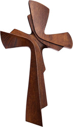 BGCarvedGrace Wooden Wall Cross Decor, Handcrafted Retro Religious Hanging Cross, Christian Home Wall Art Decoration(20 Inch)