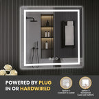LOAAO 40"X40" LED Mirror for Bathroom, Lighted Bathroom Mirror with Lights, Anti-Fog, Dimmable, Memory Function, Clear Reflection