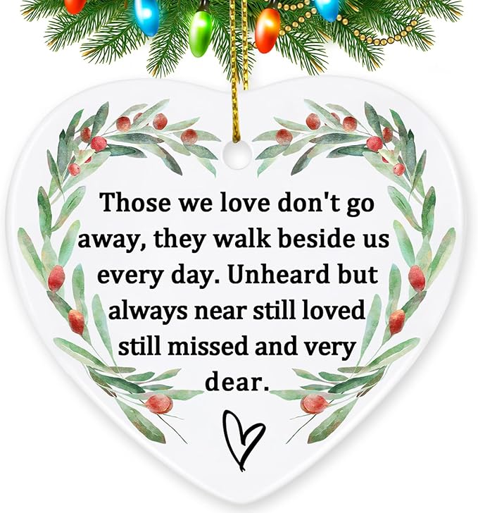 Jocidea Memorial Ornament Ceramic Heart Shaped Memorial Gift for Loss of Loved One, Sympathy, Condolence, Bereavement, Grief, Mother, Father, Memorial Day