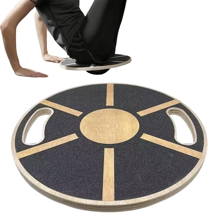 Balance Board - 360 Degree Rotation Wooden Balance Board - Core Non-slip Trainer for Enhancing Stability Training Calf Waist Ankle Support Full Body Exercises Yoga Planks