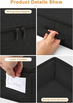 punemi Under Bed Storage Containers, 4.5 Inches Tall Low Profile Underbed Clothes Storage Organizer Bin with Sturdy Side & Bottom, Use as Shallow Dorm Storage Under Bed, Flat Clothes Organizer, Black