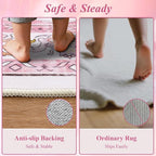 U'Artlines Pink Area Rug 5x7 Boho Washable Soft Carpet for Living Room Bedroom Dining Room Office Indoor Rugs for Home Decor