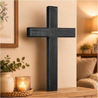 NUOBESTY 1Pc Wooden Cross for Wall, Black Christian Wall Decor Rustic Wood Hanging Accent for Indoor Home Prayer Room Church Baptism Confirmation Wedding, 11.02 x 6.30 x 0.79 in