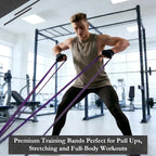 16-Pcs Resistance Bands Set - Premium Elastic Workout Bands for Home Gym, Strength Training, Yoga & Physical Therapy
