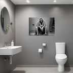 Funny Bathroom Wall Decor for Room Aesthetics - 90s Movie Posters Black and White Wall Art, Toilet Humour Amusing Cool Wall Art Funny Bathroom Signs 16x24 in