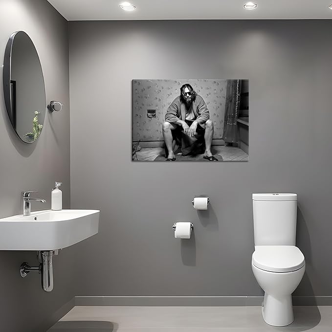 Funny Bathroom Wall Decor for Room Aesthetics - 90s Movie Posters Black and White Wall Art, Toilet Humour Amusing Cool Wall Art Funny Bathroom Signs 16x24 in