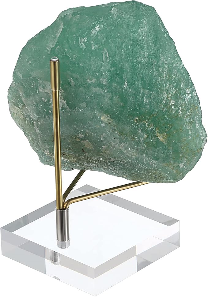 Hipiwe Clear Acrylic Display Stand Holder with Adjustable Metal Arms Display Easel Stands for Gemstones Fossils Minerals Agate Slabs Plates Crystals Saucers Collectibles, 2.4x2.4x4.1 inch