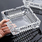 Handmade Glass Ashtray, Ashtray Ash Holder for Indoor or Outdoor Patio Desktop Office Smokers, Ash Tray for Tabletop Home Office Decor (Crystal, XL)