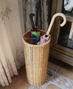 WXYZ Hand-Woven Bamboo and Rattan Umbrella Stand, Multifunctional Umbrella Basket for Home Hotel and Office Umbrella Bucket, 59x24.5cm
