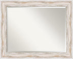 Amanti Art White Wall Mirror 27x33 Alexandria White Wash Rectangle Bathroom Mirror for Wall Decor Living Room, Large Cottage Wood Frame, Hangs Horizonally and Vertically, Bathroom Decor, Beveled Edge