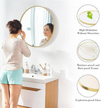 DUMOS Gold Circle Mirror for Wall 30.02 inch, Bathroom Round Wall Mirror for Over Sink, Bathroom, Entryway, Bedroom, Vanity, Shatterproof& Crystal-Clear