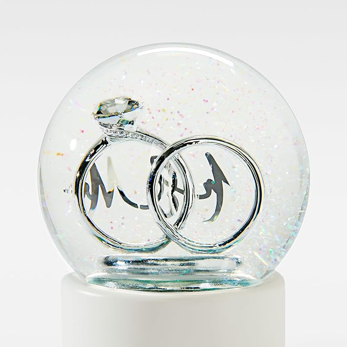 THINGS REMEMBERED Engagement Mr. & Mrs. Wedding Ring Snow Globe (Free Customization)