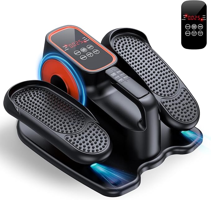 Under Desk Elliptical, Leg Exerciser While Sitting for Seniors, Quiet Portable Electric Seated Pedal Exerciser with Remote Control and 12 Adjustable Speeds for Home Office