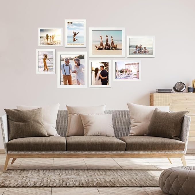 11x14 White Picture Frame with mat 8x10 set of 3, Minimalist 11x14 Poster Frame, Modern Style Wood Composite frames Tempered Glass for Wall Art Photo and Prints for Home Decor Gifts