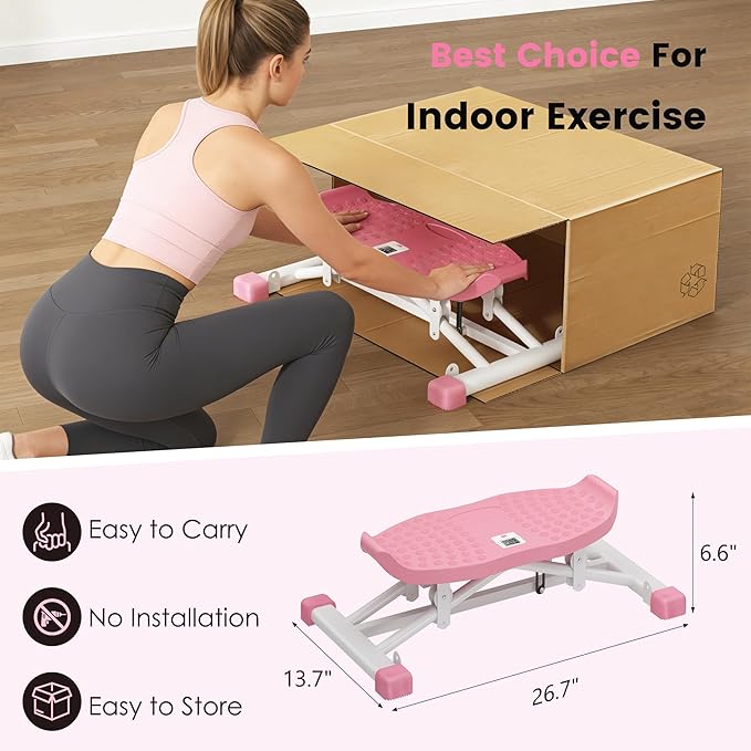 DlandHome Balance Board, Rock Stepper with 2 Resistance Bands & Lcd Monitor, Simulate Ski Machine for Exercise at Home, Ski Balance Trainer for Full Body, 265lbs Weight Capacity