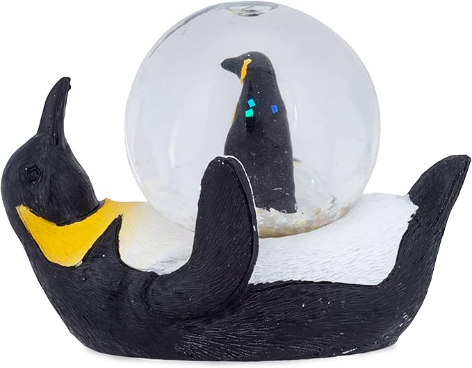 Elanze Designs Yellow Neck Penguin Mommy and Chick Magical Whimsical Tabletop Dresser Nightstand Figurine Miniature 45MM Sturdy Glitter Water Snow Globe Decoration