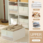 Lifespace Storage Wardrobe Organizer, Large 6-Compartment Foldable Drawer System with Handles, Beige Fabric Storage Box for Clothes, Blankets, Toys, 2-Pack (2, Cream, 20.5”X13“X9”)