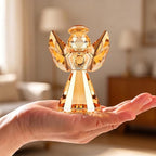 Crystal Guardian Angel Figurine Decoration, Glass Guardian Angel Statue Christmas Birthday Gifts for Women Daughter Girlfriend, Art Collectible Figurines Home Decor (Champagne)