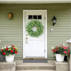 26" Eucalyptus Wreath for Front Door, Porch, Window - Large Artificial Eucalyptus Leaves Greenery Outdoor Wreath for Home, Farmhouse Decor - Spring, Summer, Fall, All Seasons (Green)