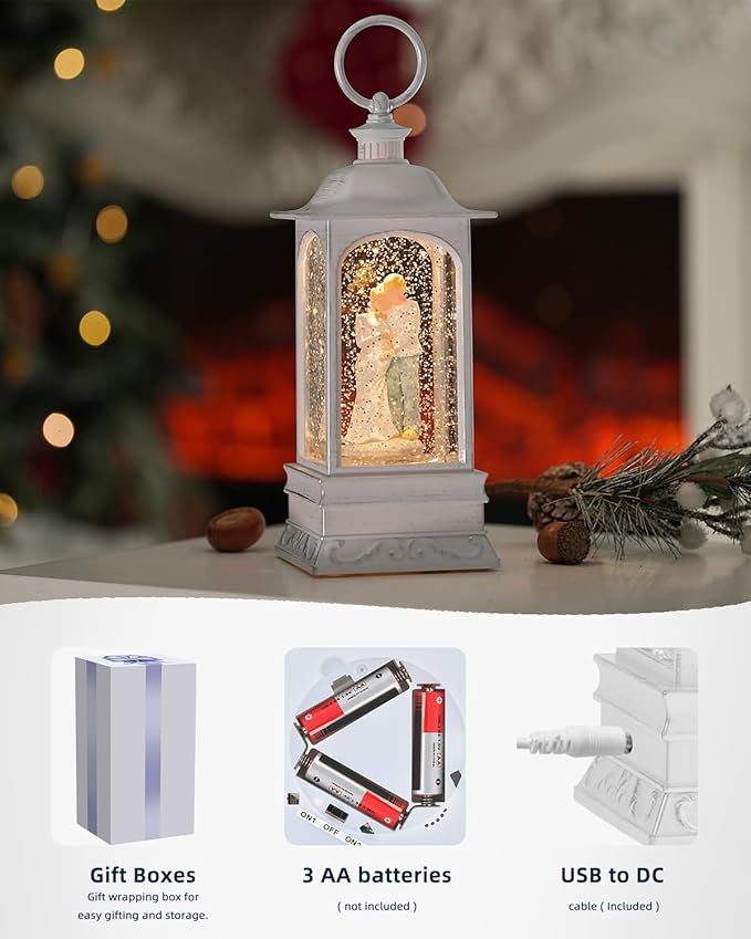 Pregnant Mom Snow Globe Decorations Gift Christmas Snow Globe, 6H Timer, Battery & USB Operated Christmas Lantern, New Mothers Gifts for Expectant Dad and Mom