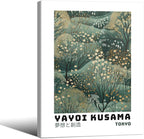 Yayoi Kusama Inspired Poster Japanese Botanical Wall Art Abstract Yayoi Kusama Print Modern Ukiyo-e Japanese Gallery Wall Decor 8x10in Framed for Home Bedroom Decorations