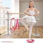 Dance, Cheerleading and Figureskating Trainer Stretching and Balance, 2 Pc. Set, Stretching, Disc Core Board and Flexibility Equipment Strap for Dance, Gymnastics, Turning, Stunt