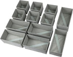 Drawer Organizer Clothes, Foldable Fabric Dresser Organizer Closet Organizers and Storage Box for Underwear,Folded Clothes,Baby Clothing,Socks,Bra,Towels,Ties(6M+6S,Gray)