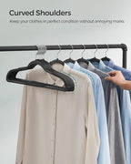 SONGMICS Clothes Hangers, Pack of 50 Plastic Coat Hangers, Space-Saving, Black UCRP50B