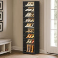 Shoe Rack Organizer for Closet Entryway Foldable Sneaker Storage Shoe, Collapsible Shoe Cabinet, Stackable Shoe Storage Cabinet with Lids for Living Room (9 Tiers -18 Pairs Black)